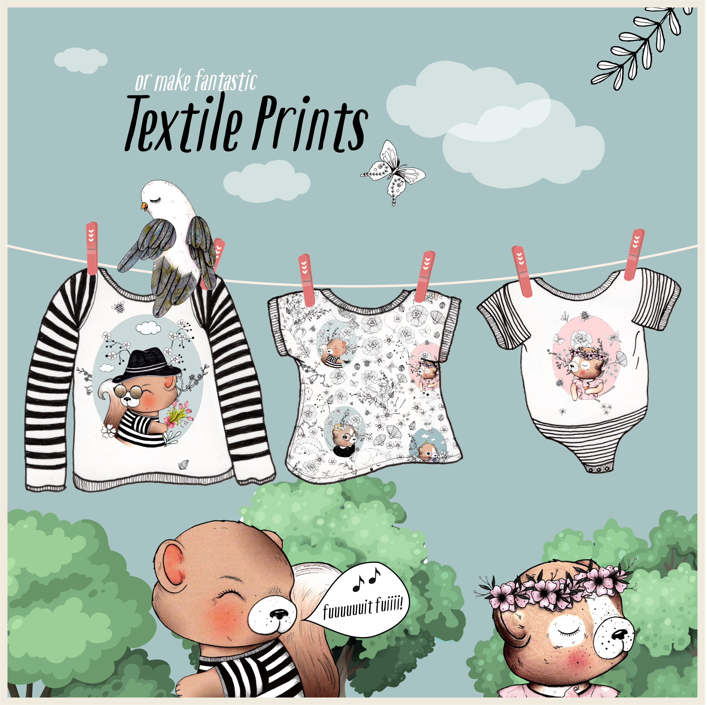 04 SQUIRREL PARADE ADs - Textile Prints